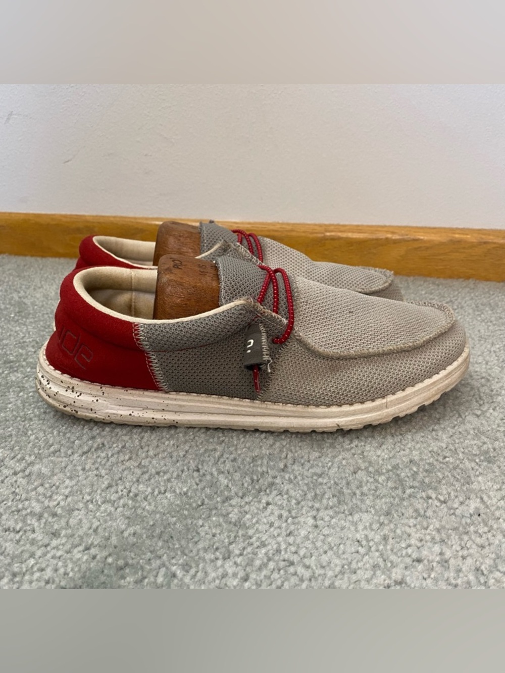 Hey Dude Wally Sox Funk Dark Grey Red Loafer Slip On Mens 9
